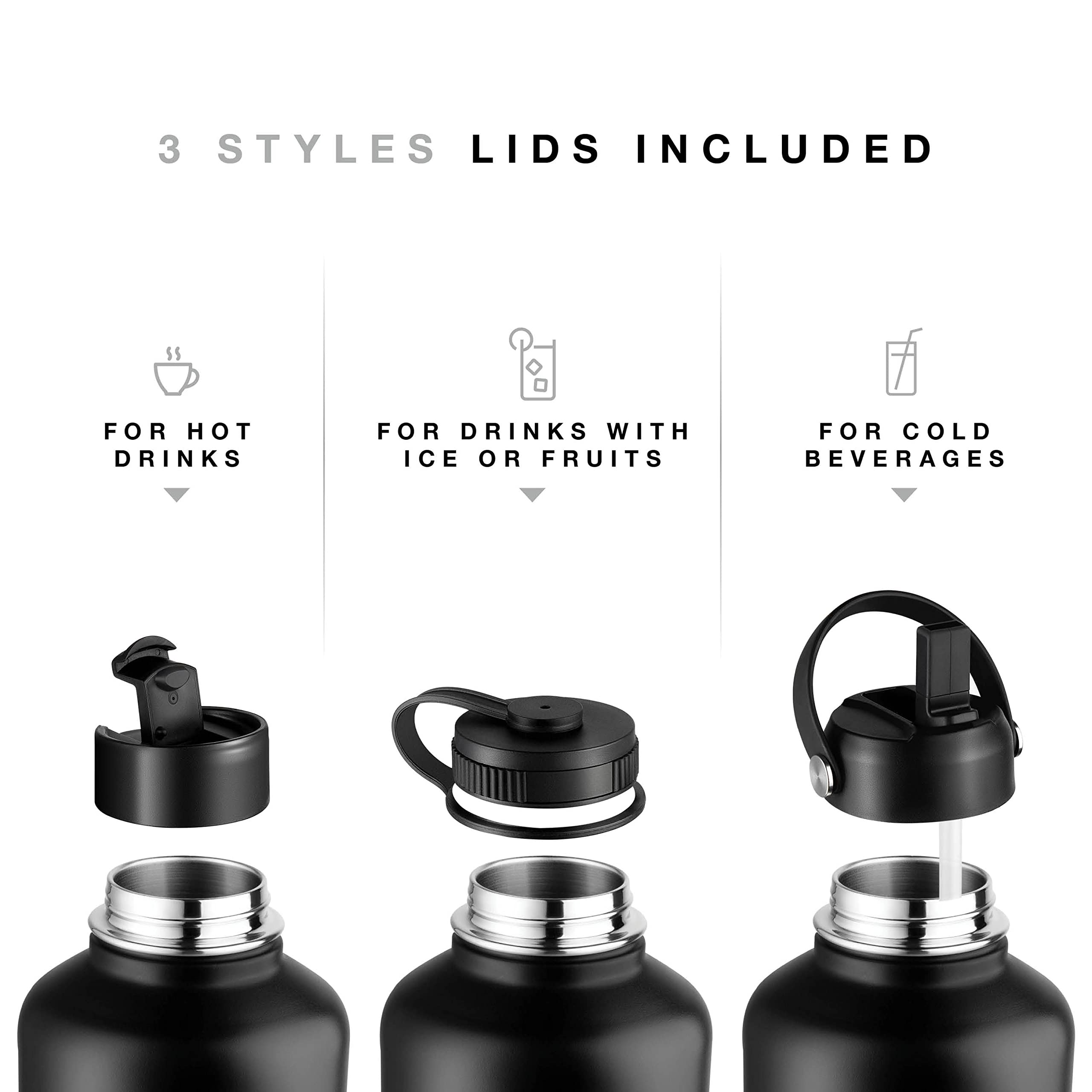 Brewberry Stainless Steel Insulated Water Bottle And Travel Mug For Hot And Cold Beverages, Wide Mouth, Double Wall Insulated Hy